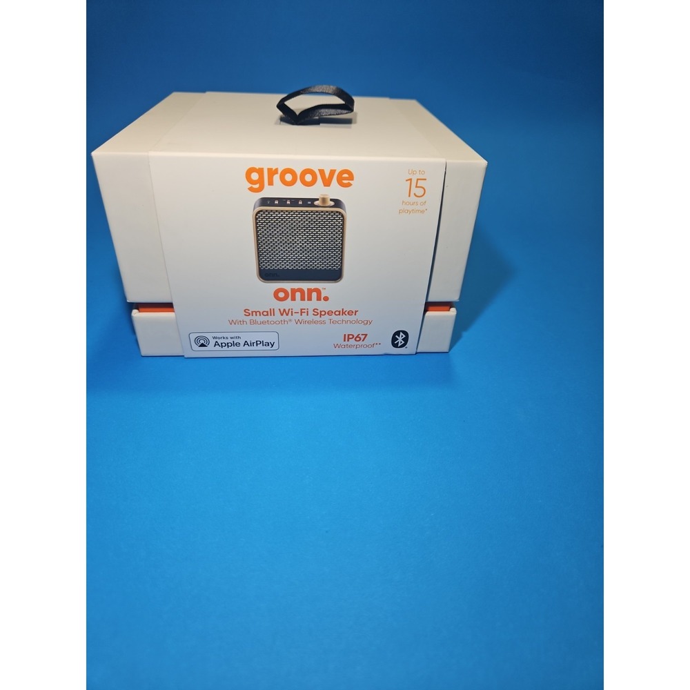 Onn. groove Small Wi‑Fi Speaker Bluetooth Apple AirPlay IP67 Gold/Black 2412A